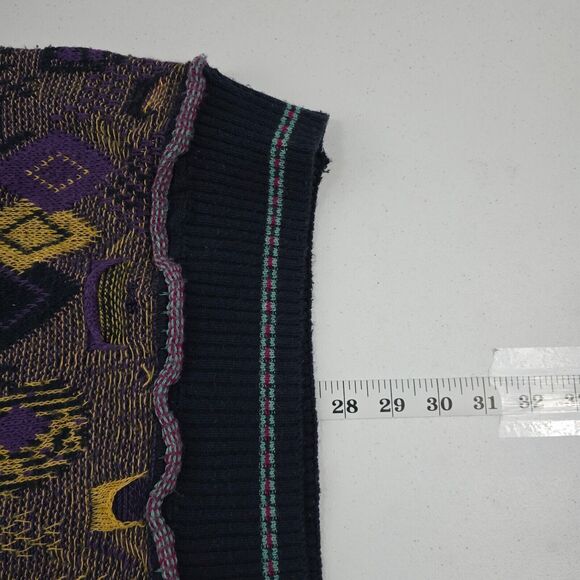 Cotton Traders Vintage Coogi Style 3D Knit Sweater Multicolor Abstract Men's L - Picture 7 of 10